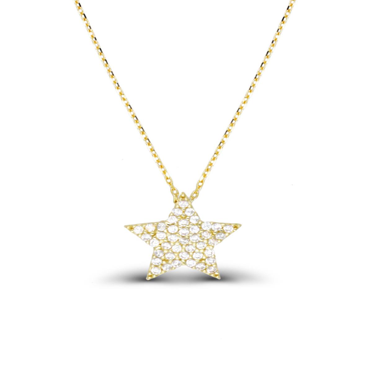 14K Yellow Gold Pave Star 16"+2" Necklace