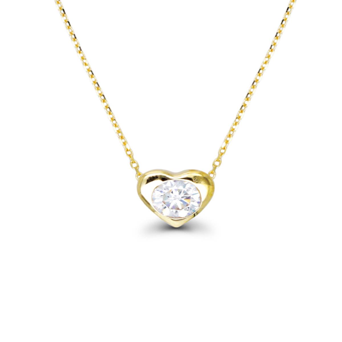 14K Yellow Gold 4mm Rd Heart 16"+2" Necklace