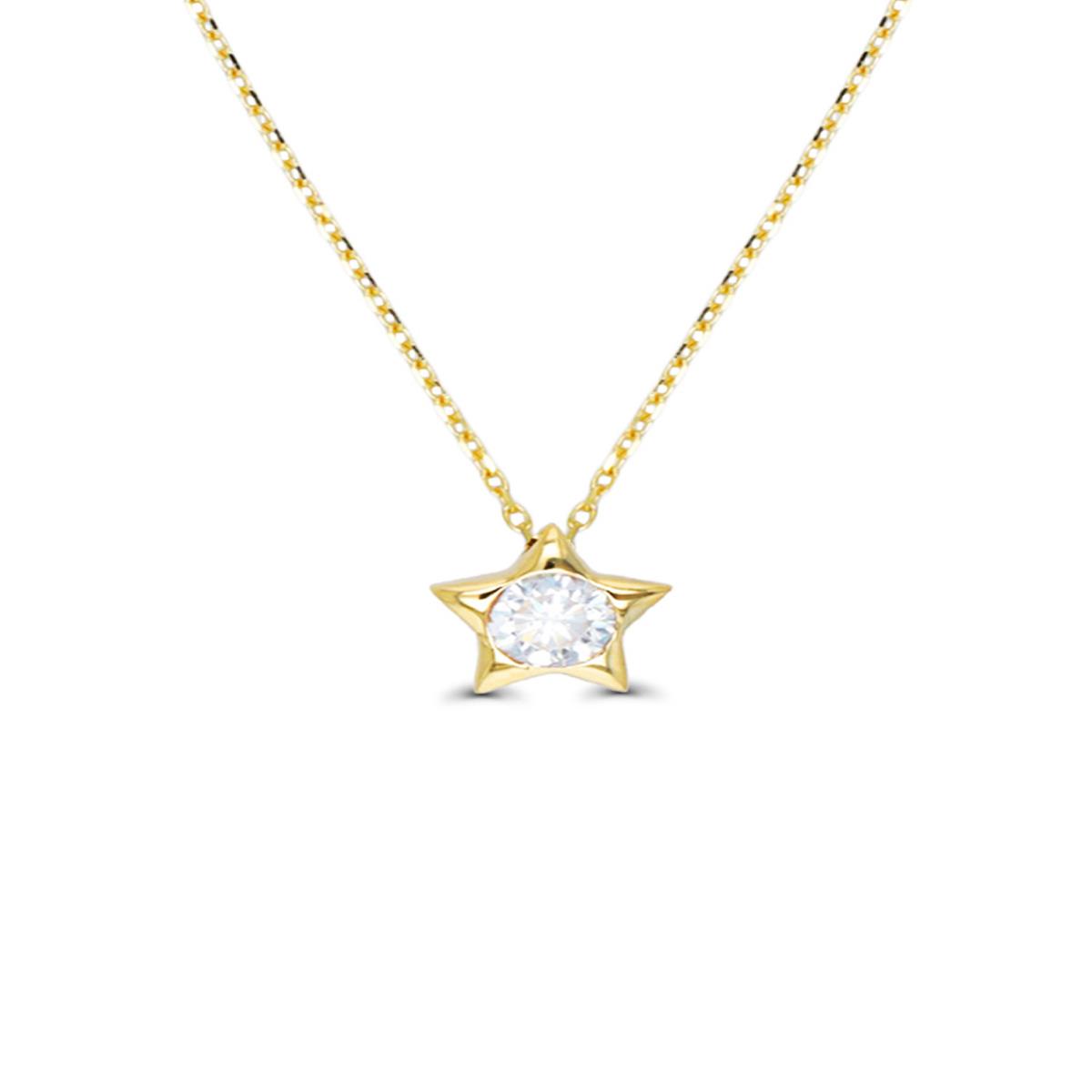 14K Yellow Gold 4mm Rd Star 16"+2" Necklace