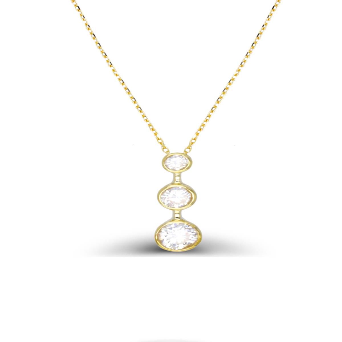 14K Yellow Gold Graduted Bezel 16"+2" Necklace