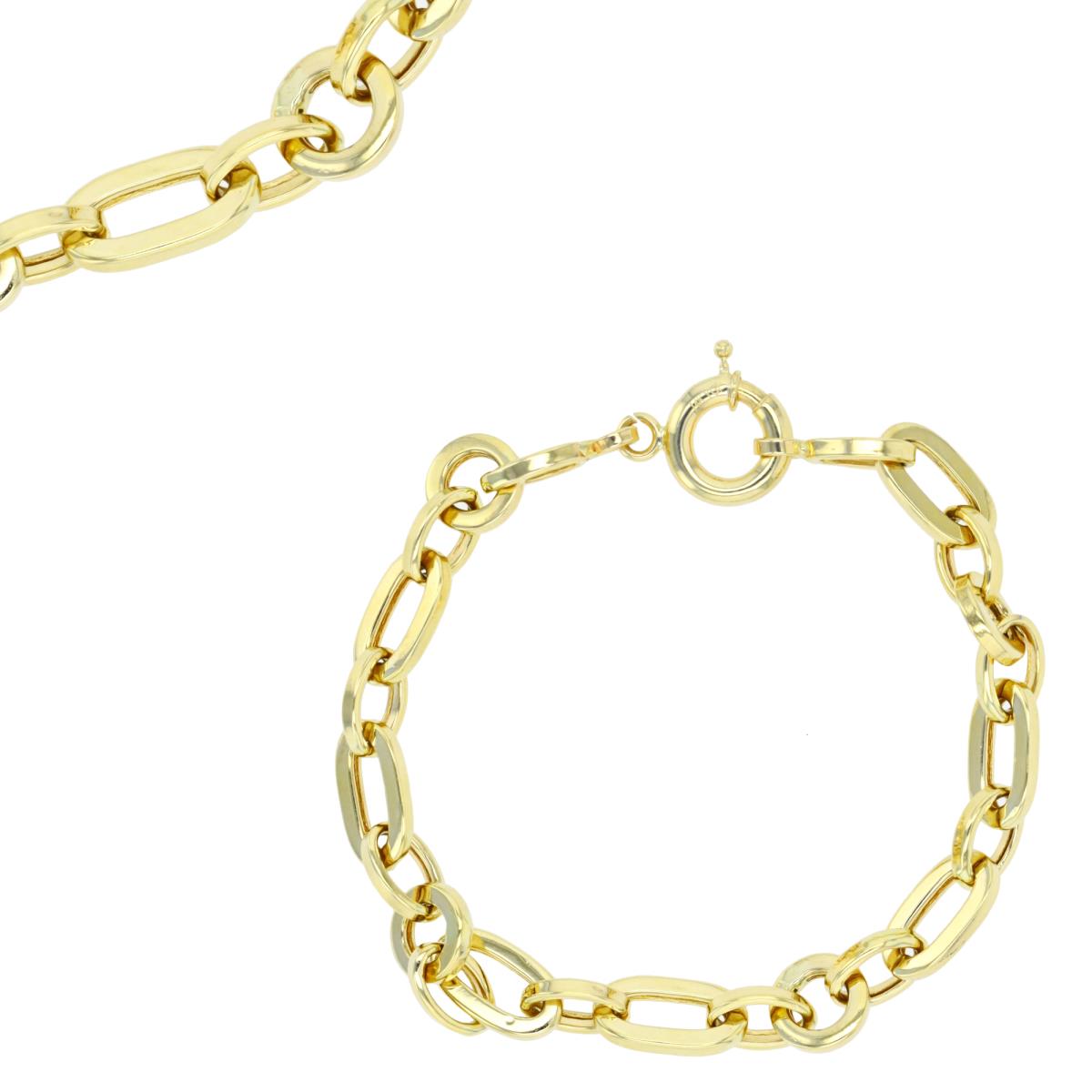 14K Yellow Gold Hollow Alt Rd/Oval Link 7.25" Bracelet