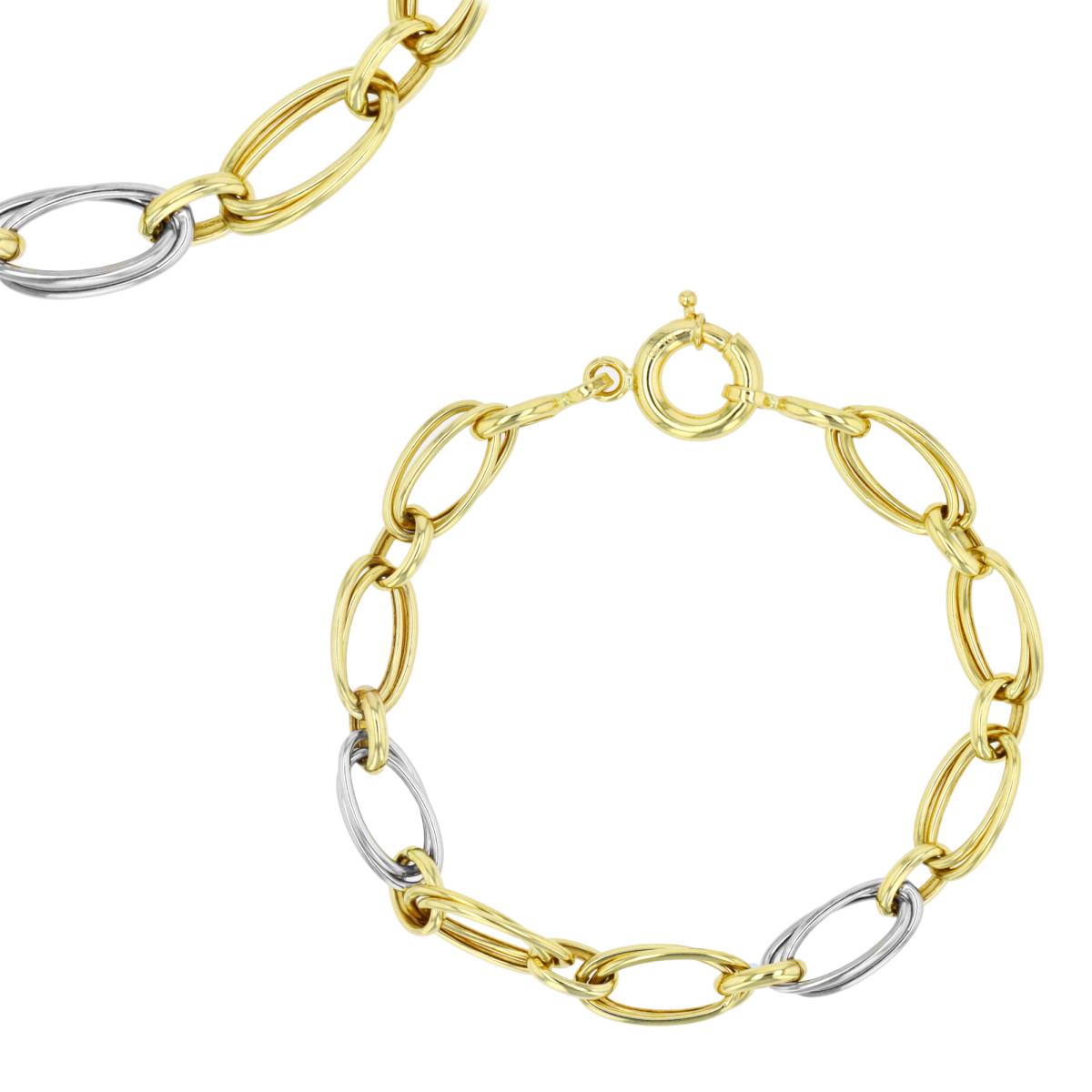 14K Two-Tone Gold Hollow Double Oval 7.25" Bracelet