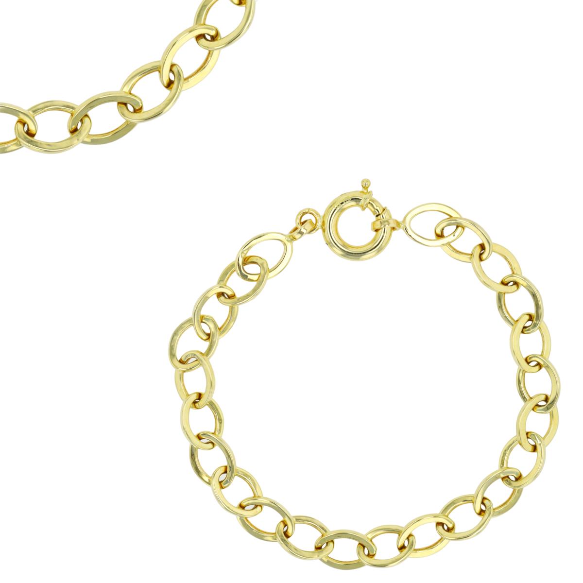 14K Yellow Gold Hollow Oval Link 7.25" Bracelet