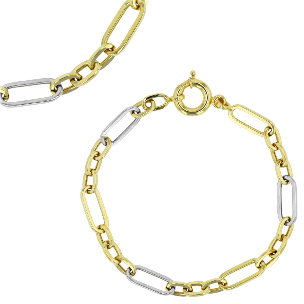 14K Two-Tone Gold Paperclip 7.25" Bracelet