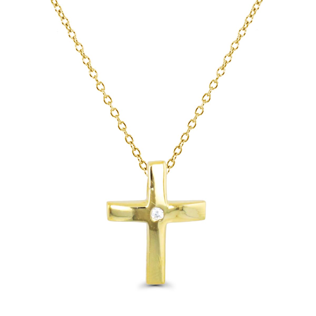 14K Yellow Gold Cross 18" Necklace