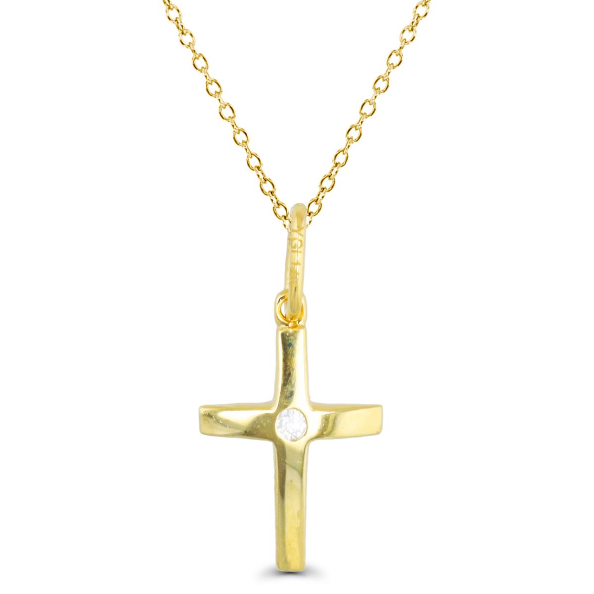 14K Yellow Gold Cross 18" Necklace