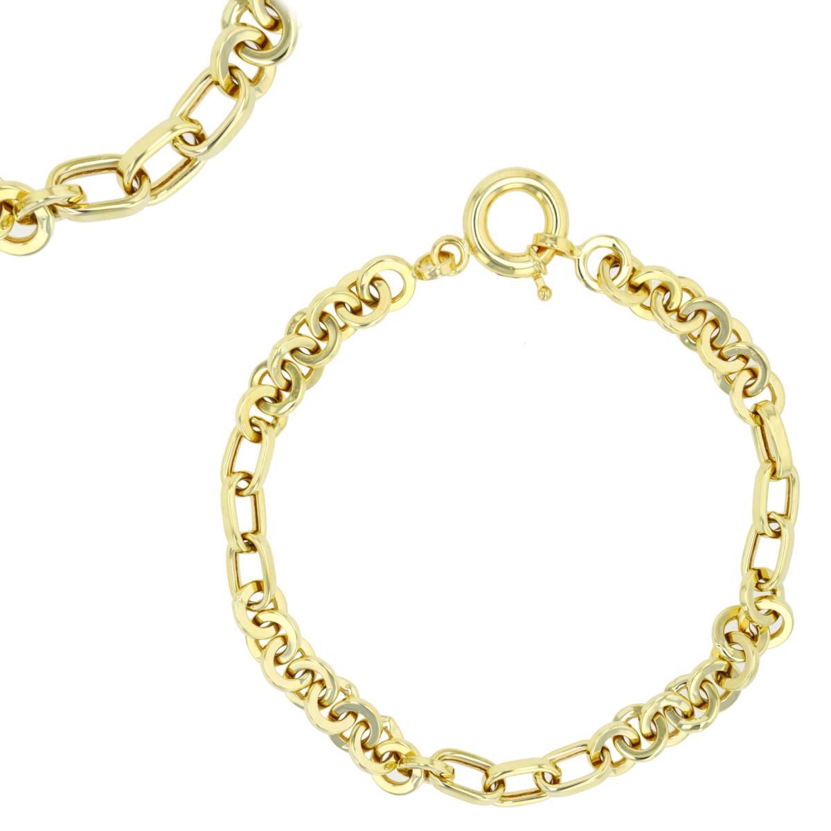 10K Yellow Gold Hollow Round/ Oval Links 7.25" Bracelet