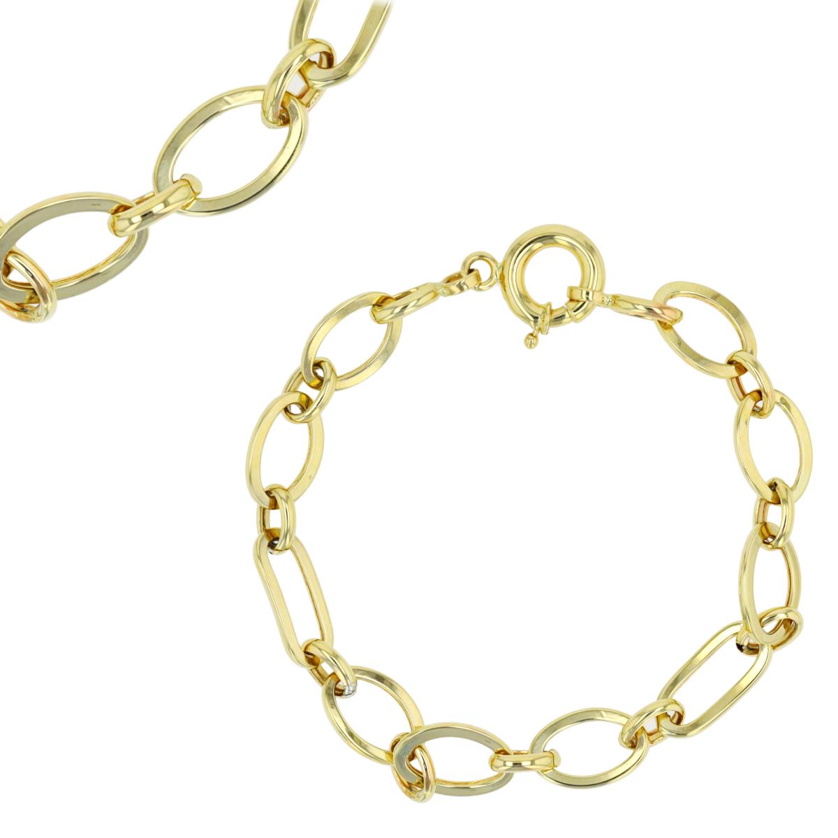 10K Yellow Gold Hollow Triple Oval/ Elongated 7.25" Bracelet