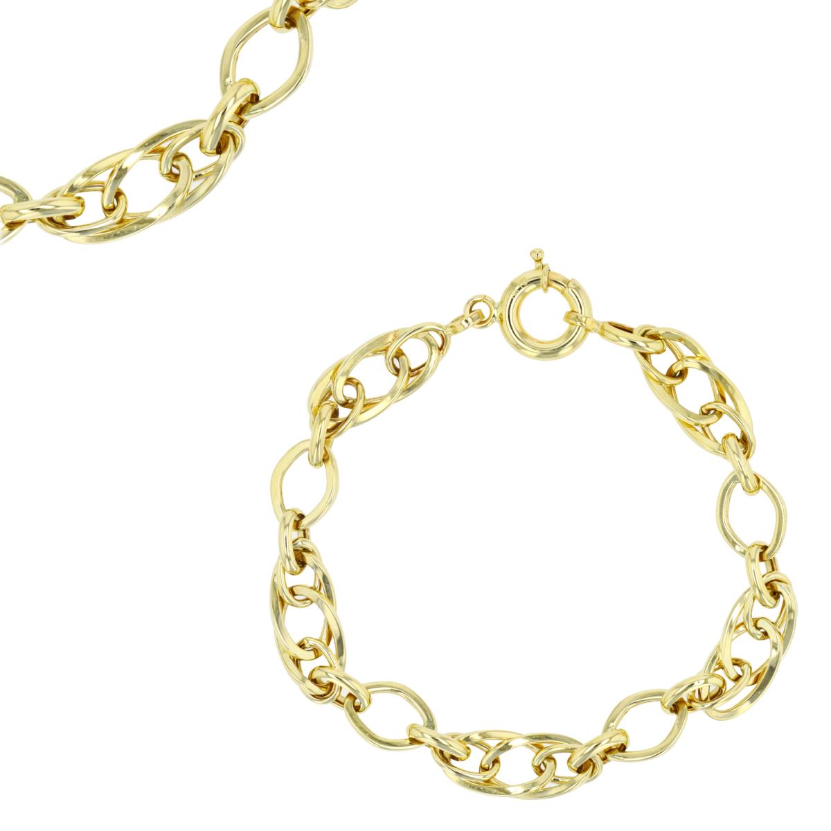 10K Yellow Gold Hollow Alt Oval/ Braid Link 7.25" Bracelet