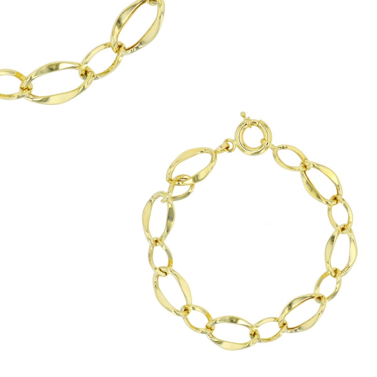 10K Yellow Gold Hollow Oval Links 7.25" Bracelet