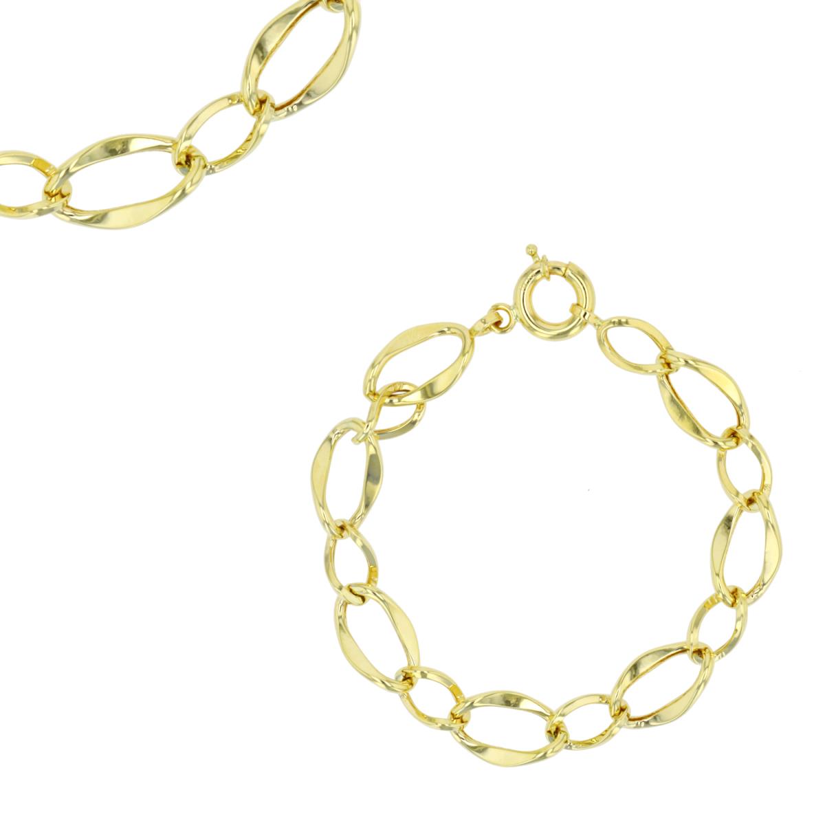 10K Yellow Gold Hollow Oval Links 7.25" Bracelet