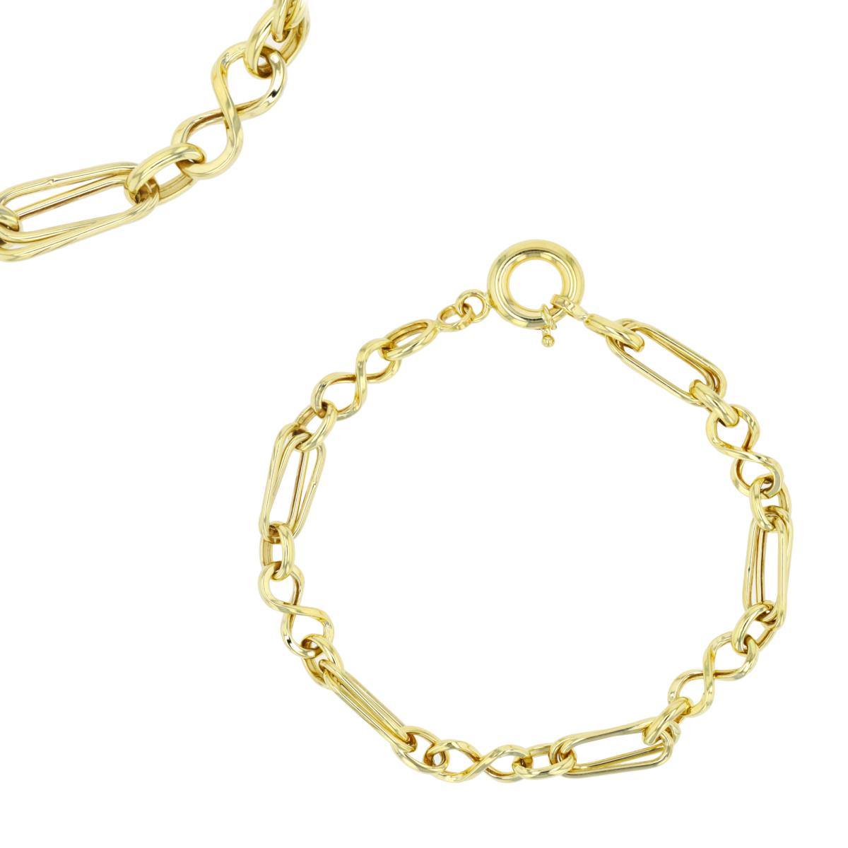 10K Yellow Gold Hollow Alt Oval/ Infinity Link 7.25" Bracelet