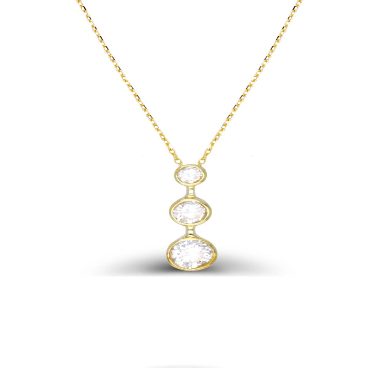 10K Yellow Gold Graduted Bezel 16"+2" Necklace