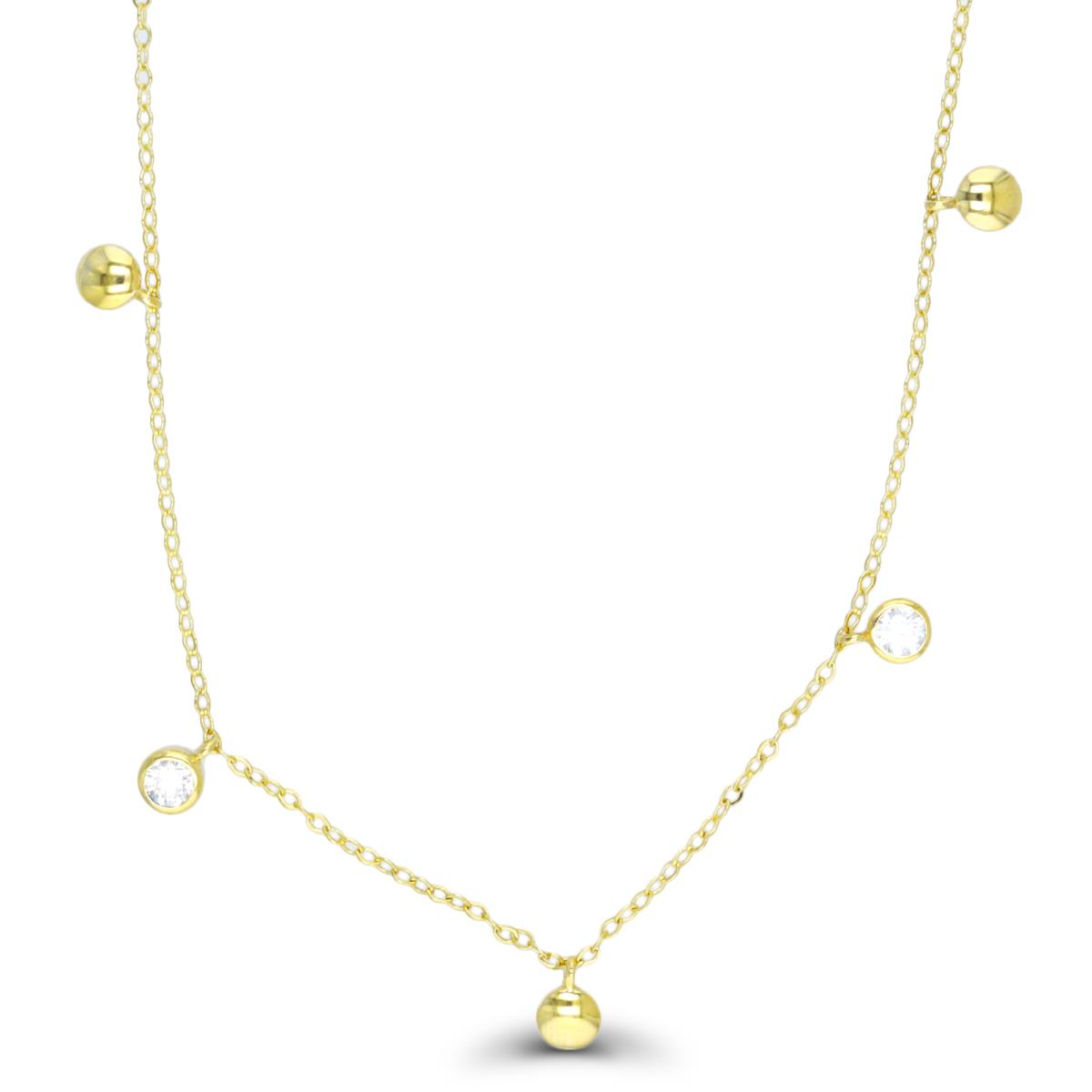10K Yellow Gold Round Dangling Station 16"+2" Necklace