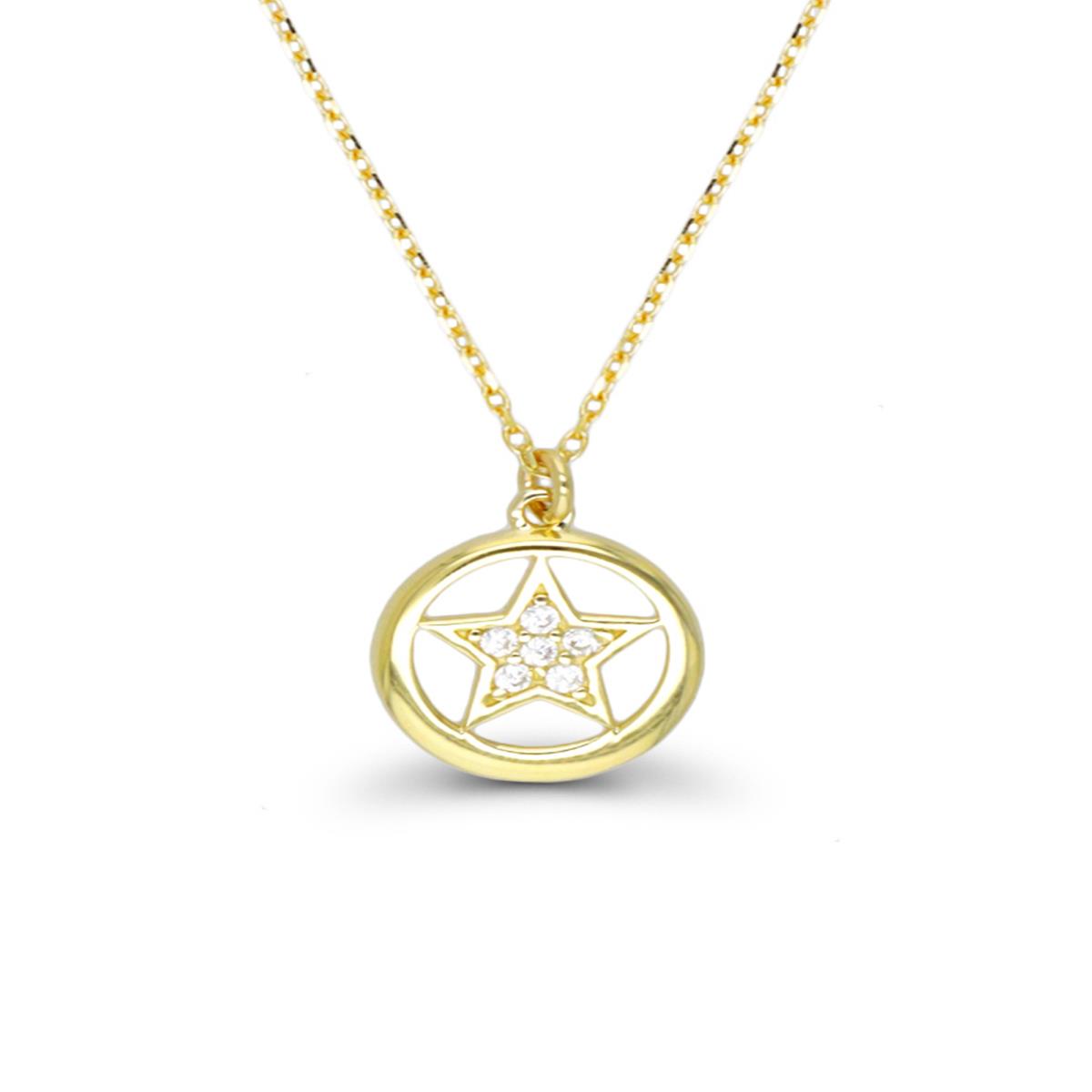 10K Yellow Gold Star in Circle 16"+2" Necklace