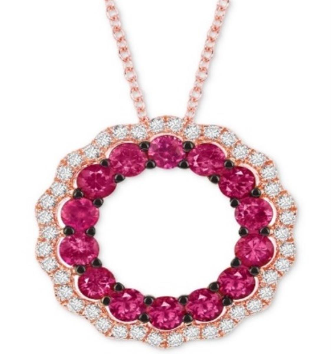 14K Rose Gold Ruby/ Diamond Round 18 "Necklace