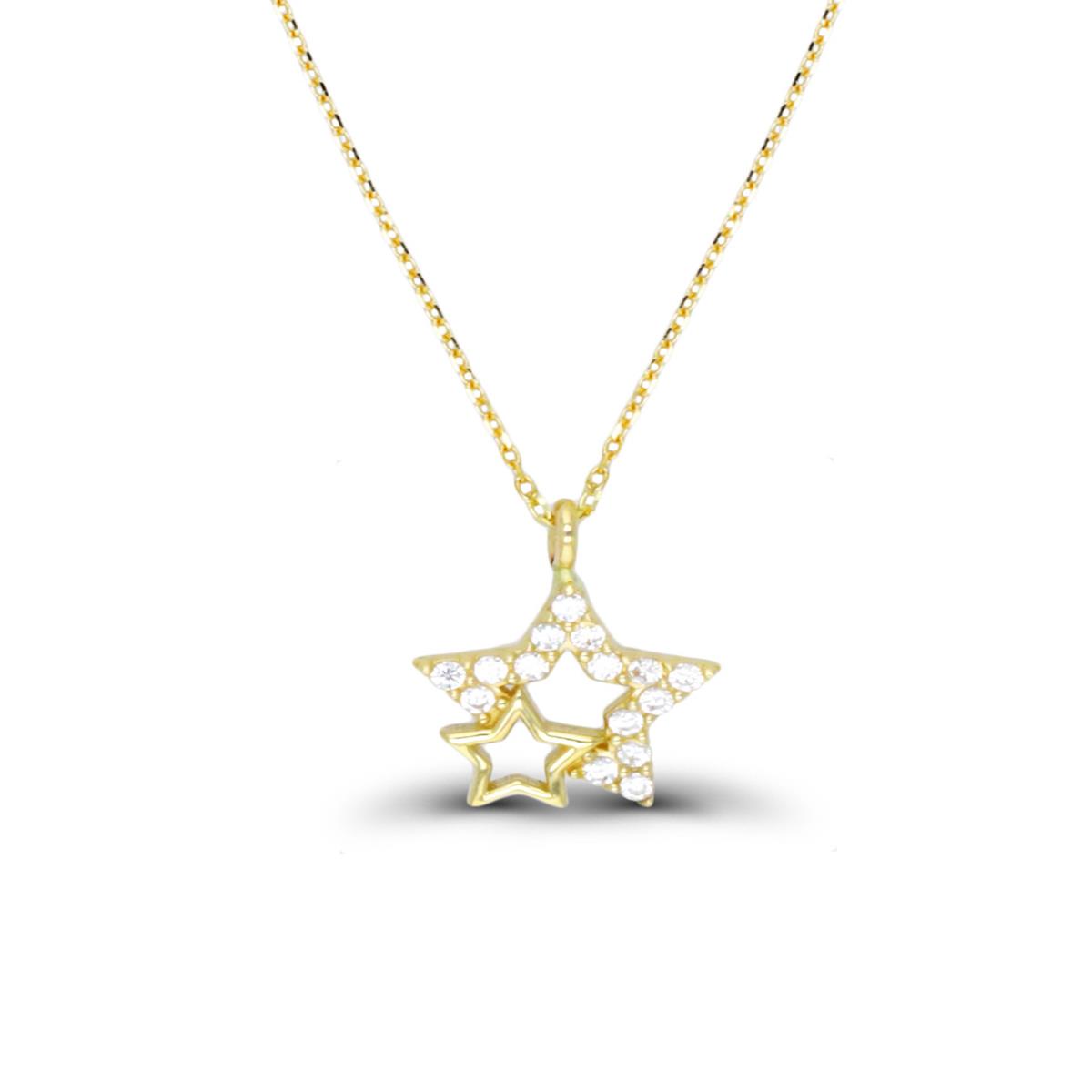 10K Yellow Gold Double Star 16"+2" Necklace