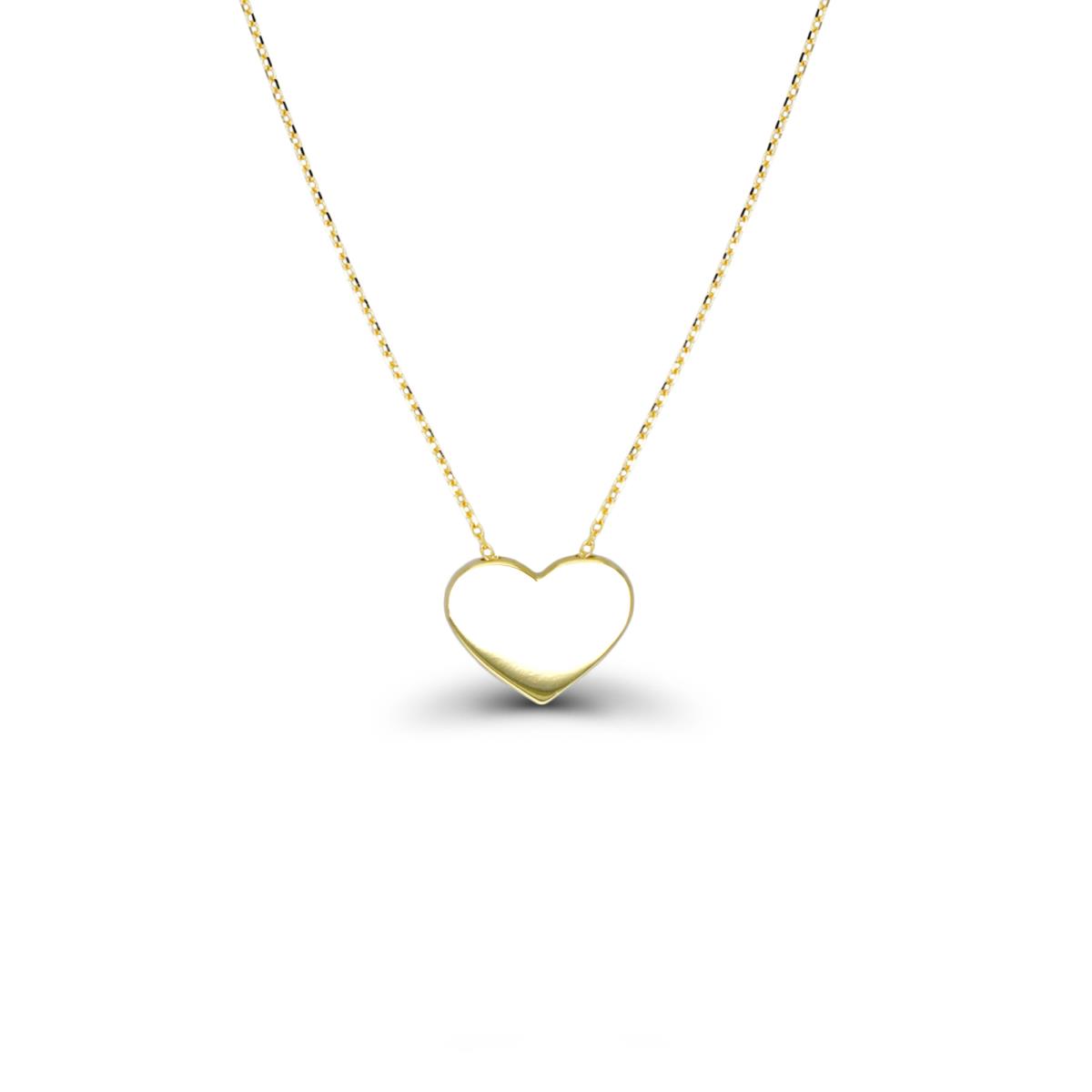 10K Yellow Gold Polished Heart 16"+2" Necklace