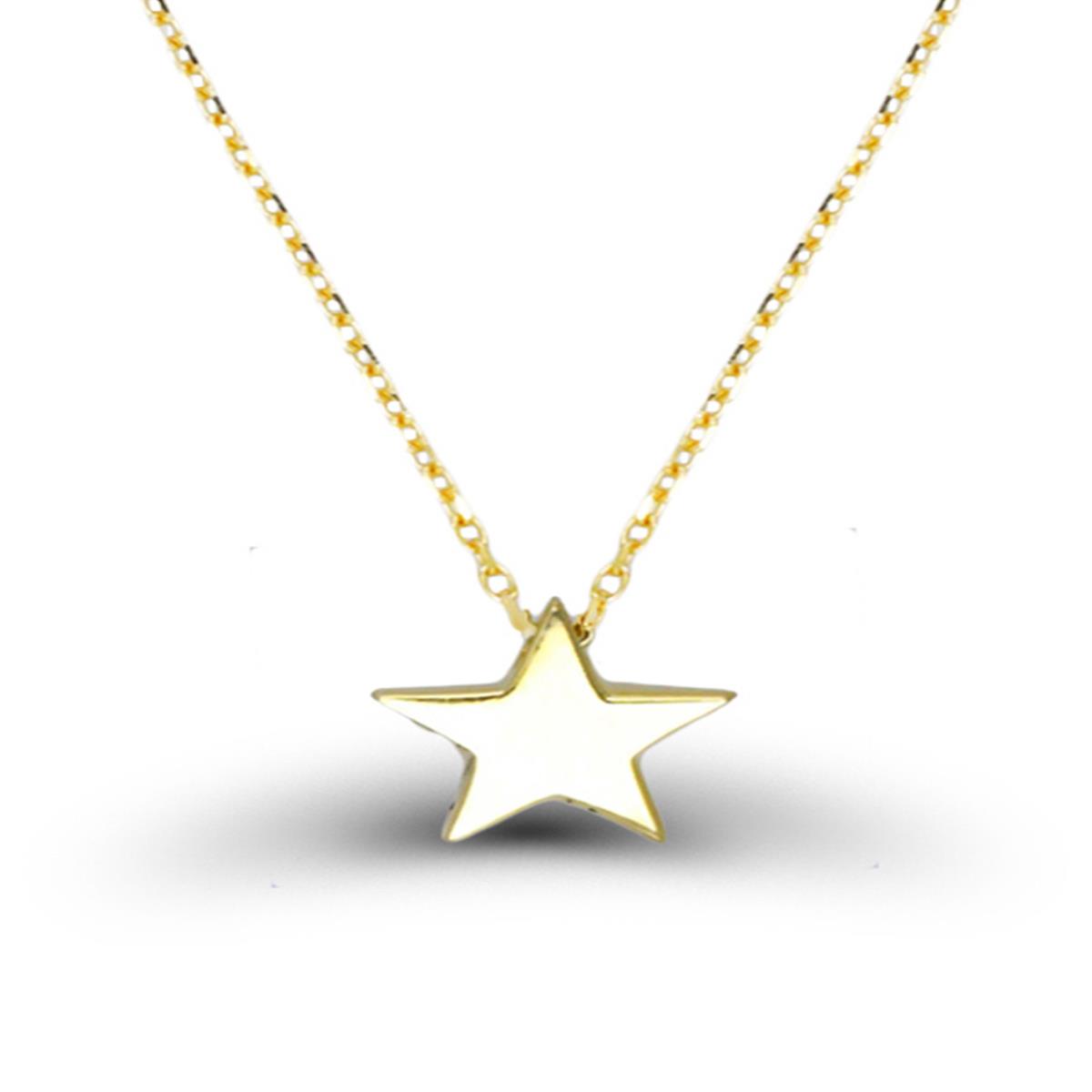 10K Yellow Gold Star Polished 16"+2" Necklace