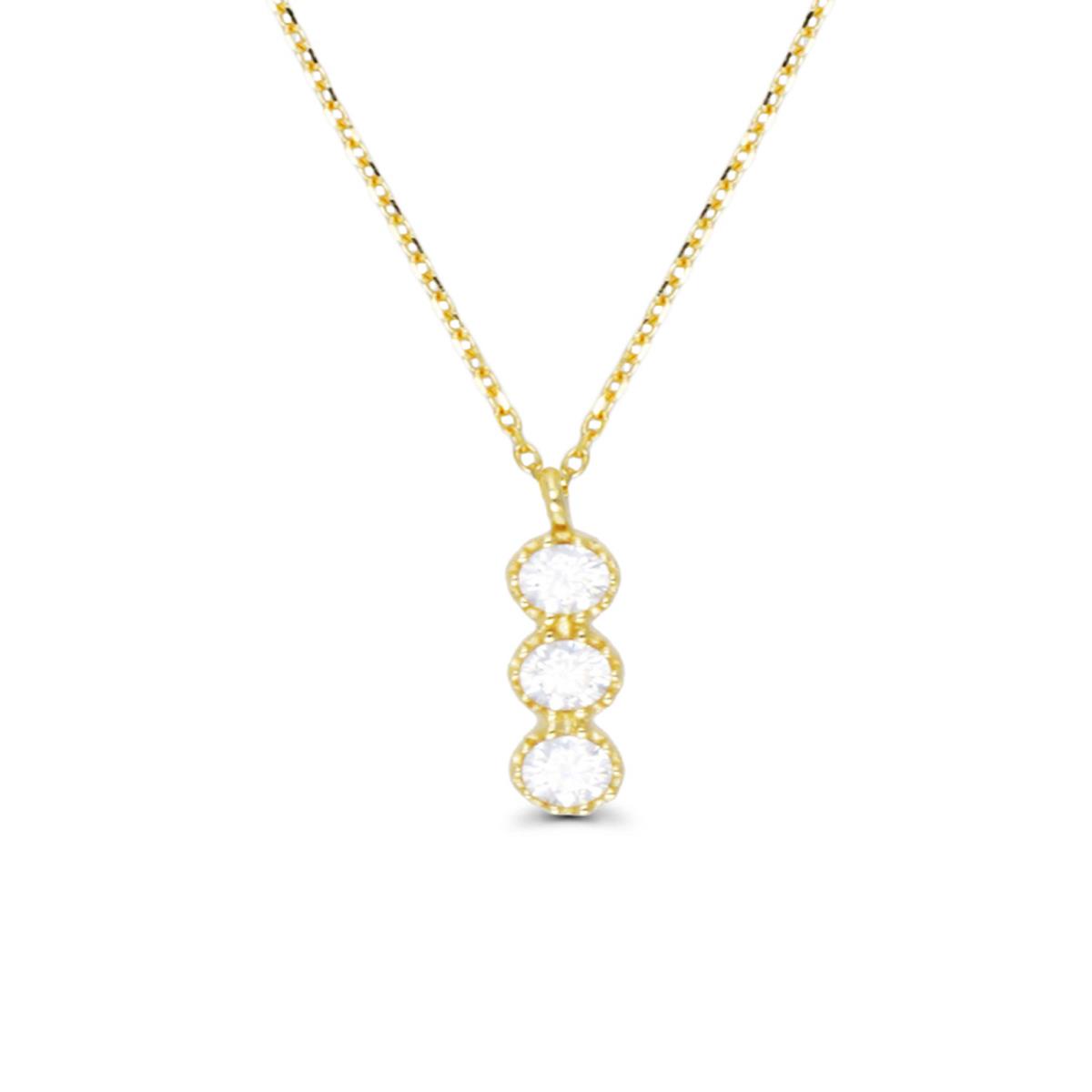 10K Yellow Gold Triple CZ 16"+2" Necklace