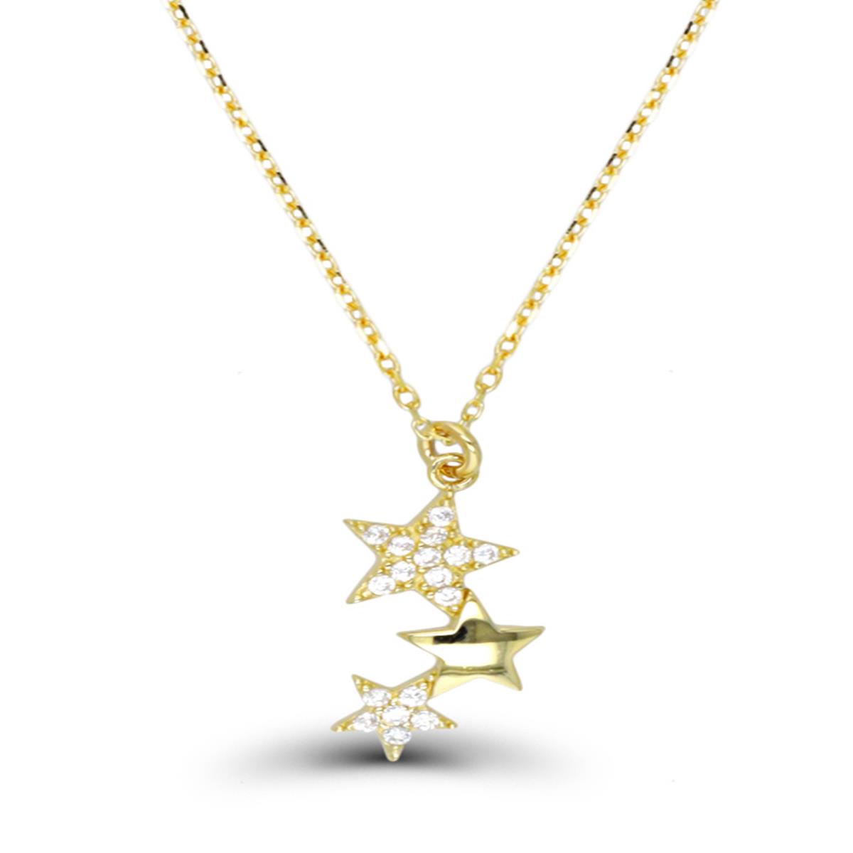 10K Yellow Gold Triple Star 16"+2" Necklace