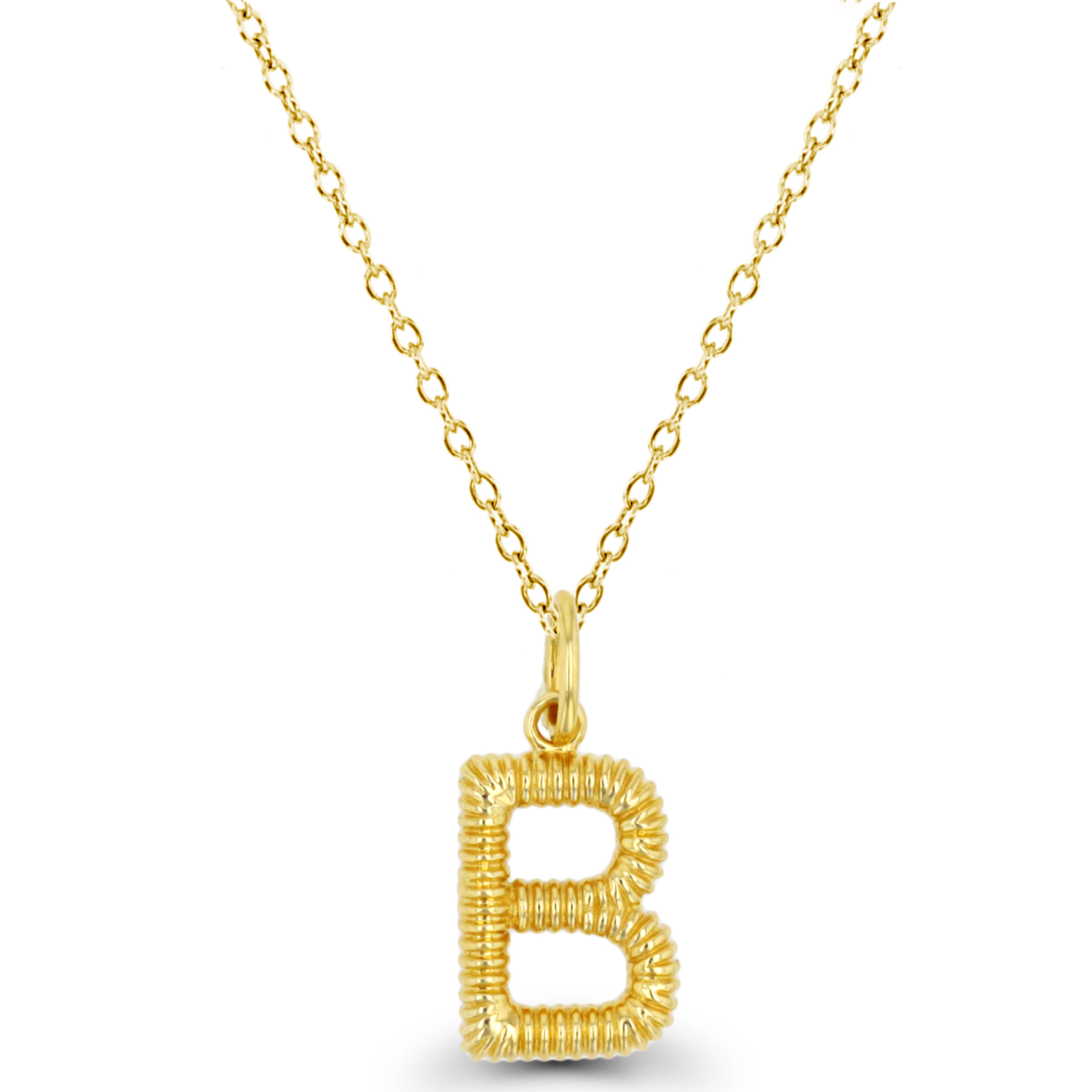 14K Yellow Gold "B" Rope Textured Initial 18" Necklace