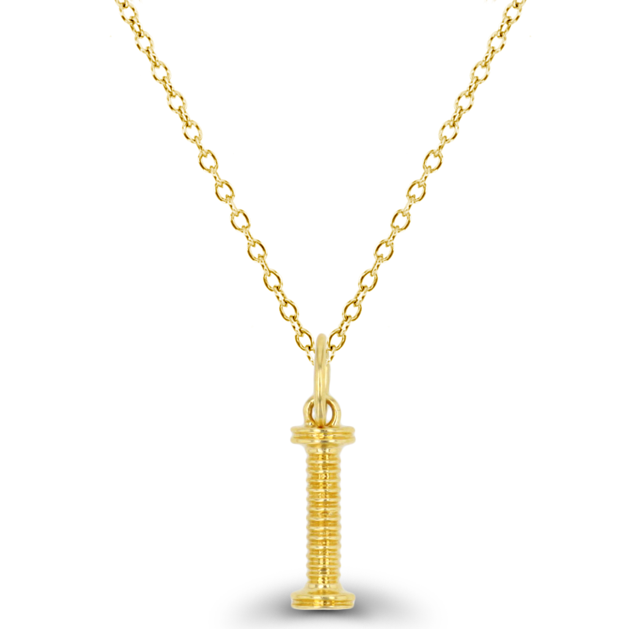 14K Yellow Gold "I" Rope Textured Initial 18" Necklace