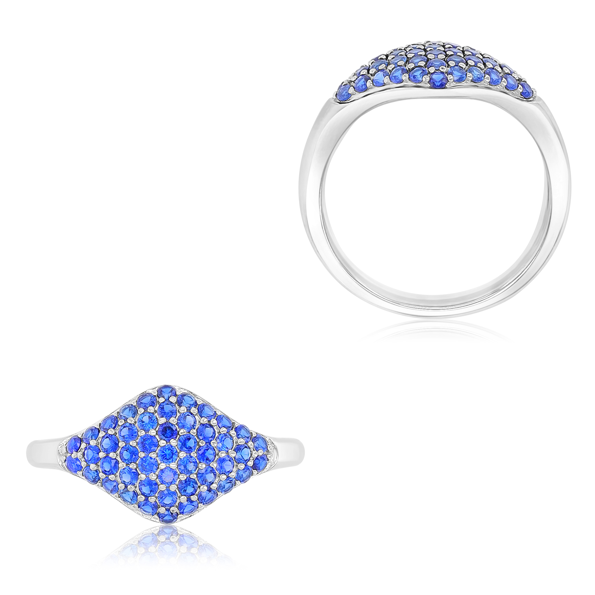 Sterling Silver Rhodium Pave Cr. Sapphire Ring