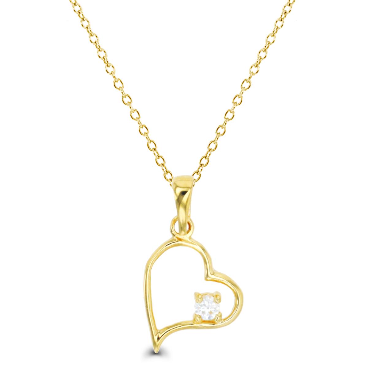 14K Yellow Gold 2.5mm RD CZ Heart 18" Necklace