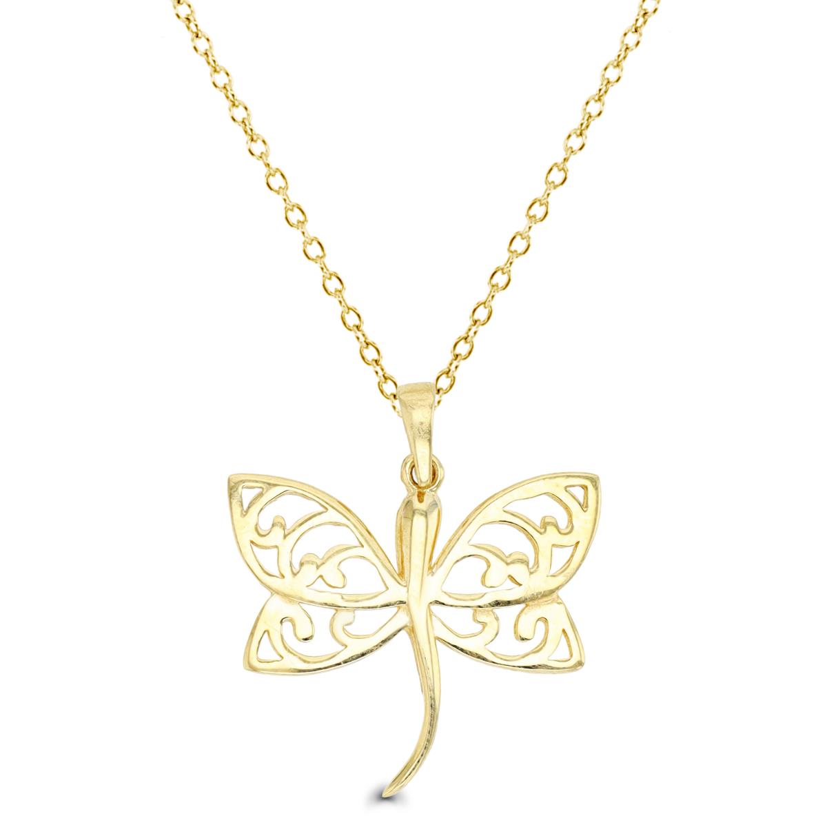 14K Yellow Gold Dragonfly 18" Necklace