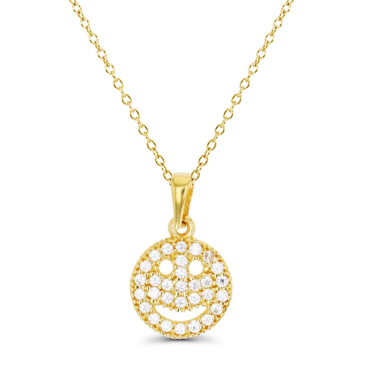 14K Yellow Gold Smiley Face 18" Necklace