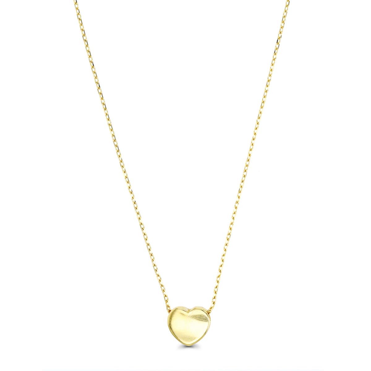 14K Yellow Gold Polished Heart 16"+2" Necklace