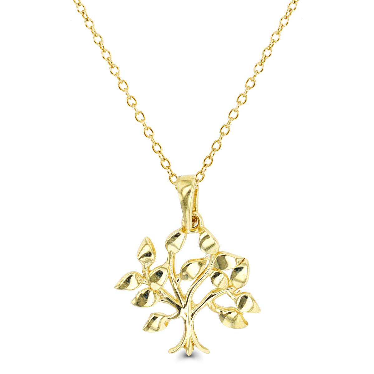 10K Yellow Gold Polished Tree 18" Necklace