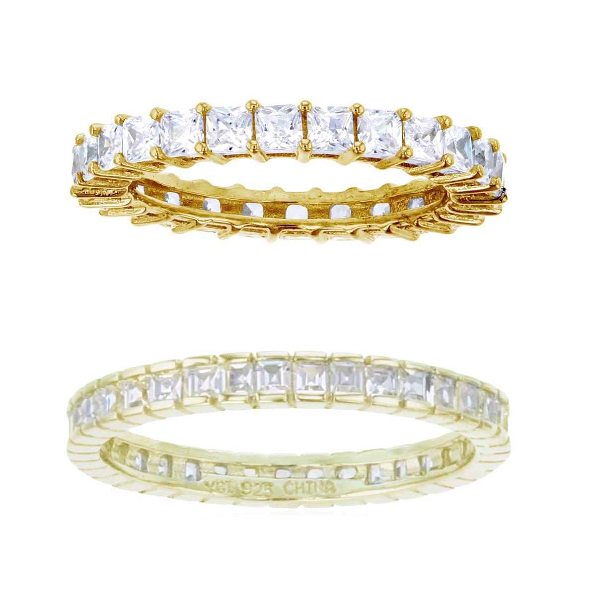 Sterling Silver Yellow 1.5MM;2.50MM Priness Cut Eternity  Set