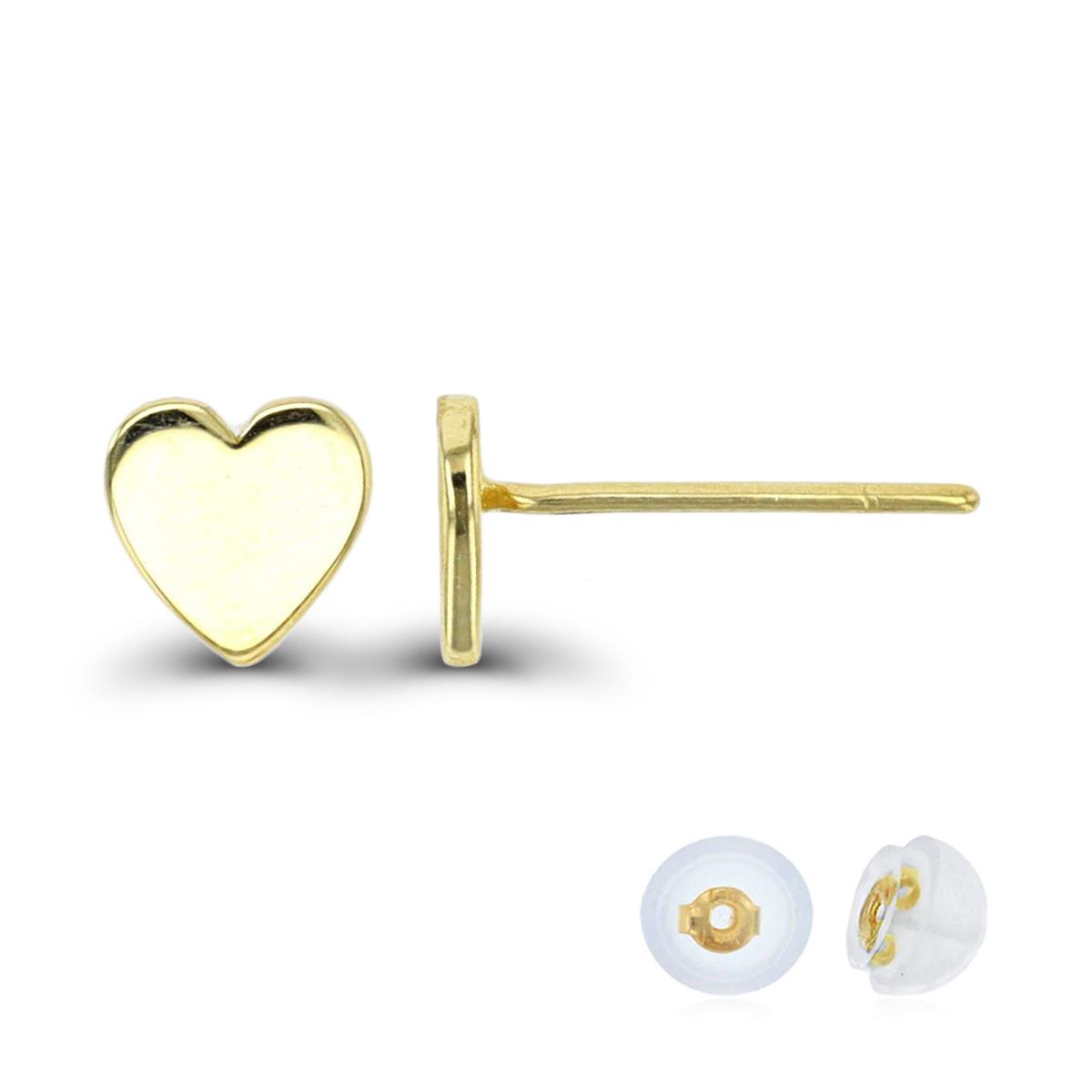 14K Yellow Gold Polished Heart Stud Earring with Silicone Back