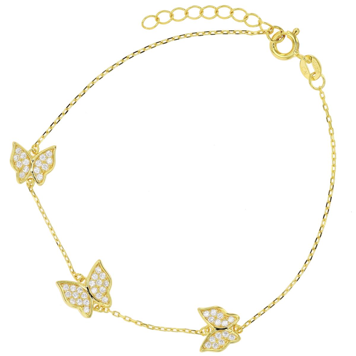 Sterling Silver Yellow Butterfly 9"+1" Anklet