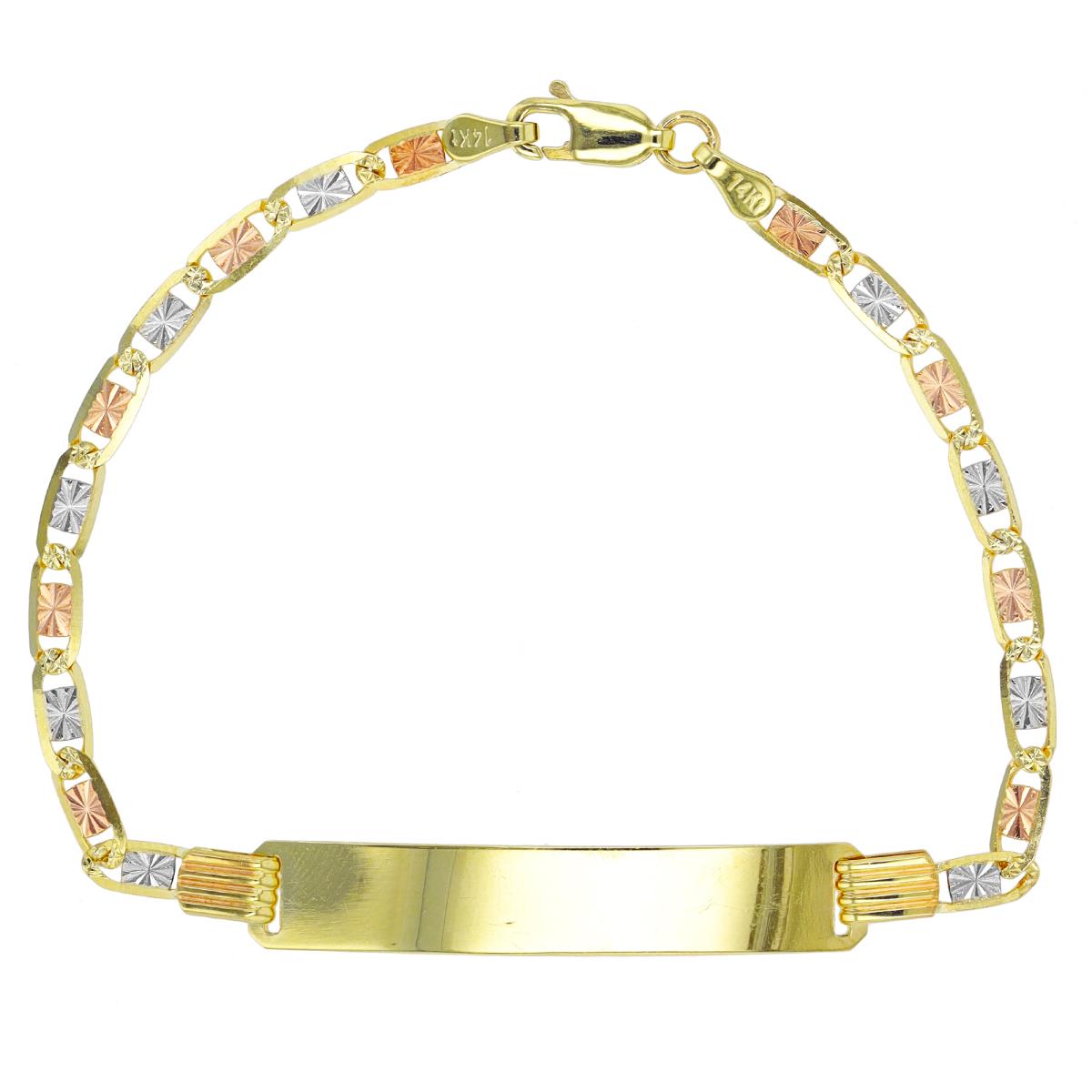 14K Tri-Color Gold 080 Valentino ID 7" Bracelet