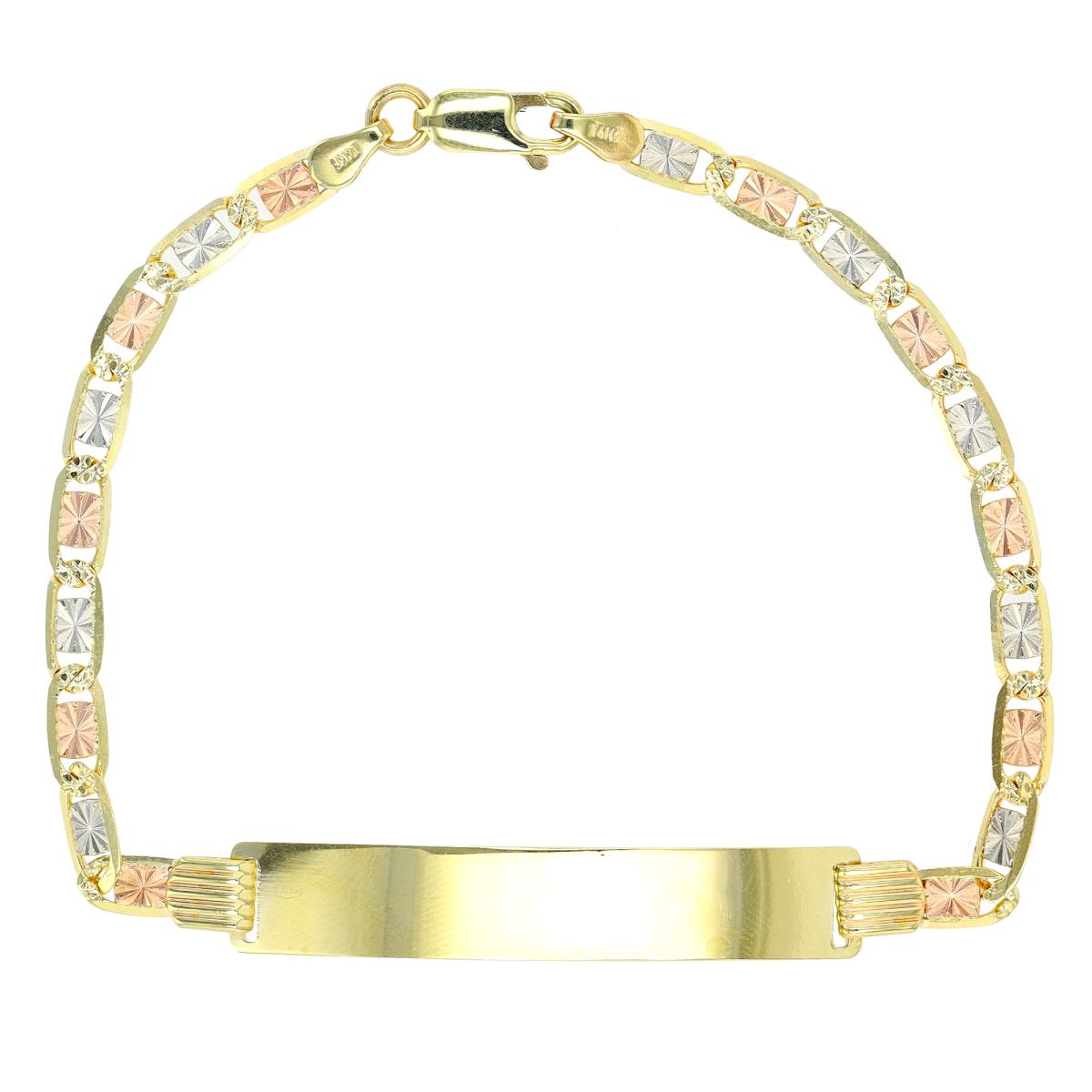 14K Tri-Color Gold 100 Valentino ID 8" Bracelet