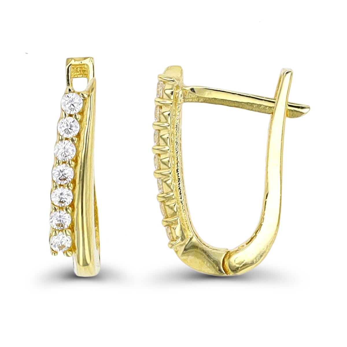 14K Yellow Gold 15x3mm Latchback Huggie Earring