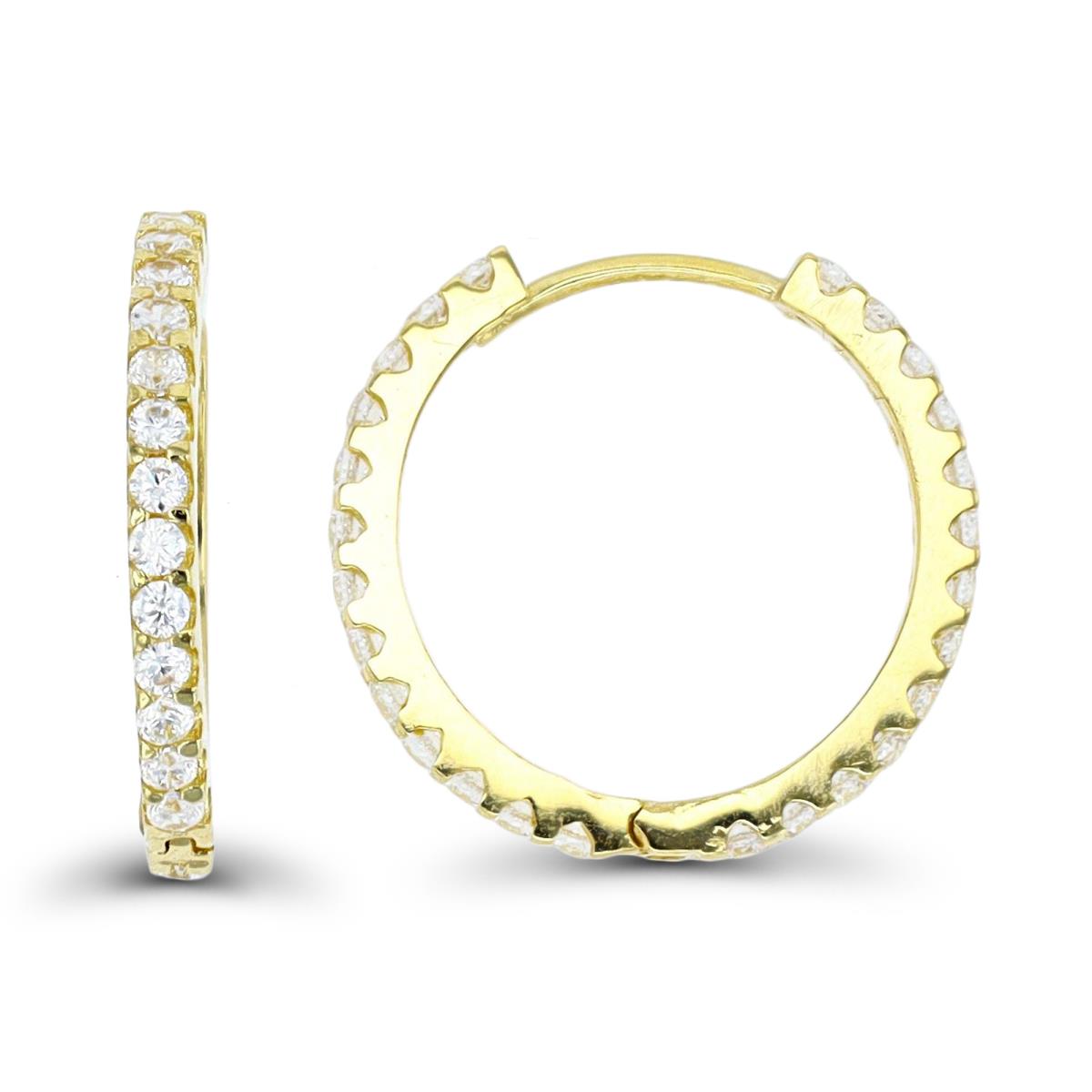 14K Yellow Gold 16x1.85mm CZ Hoop Earring