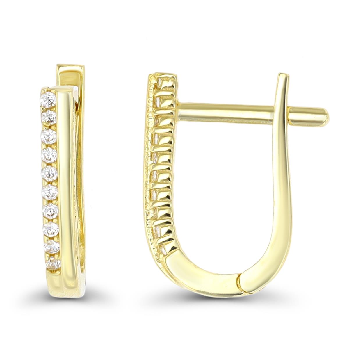 14K Yellow Gold 15x2.2mm Polished/CZ Latchback Huggie Earring