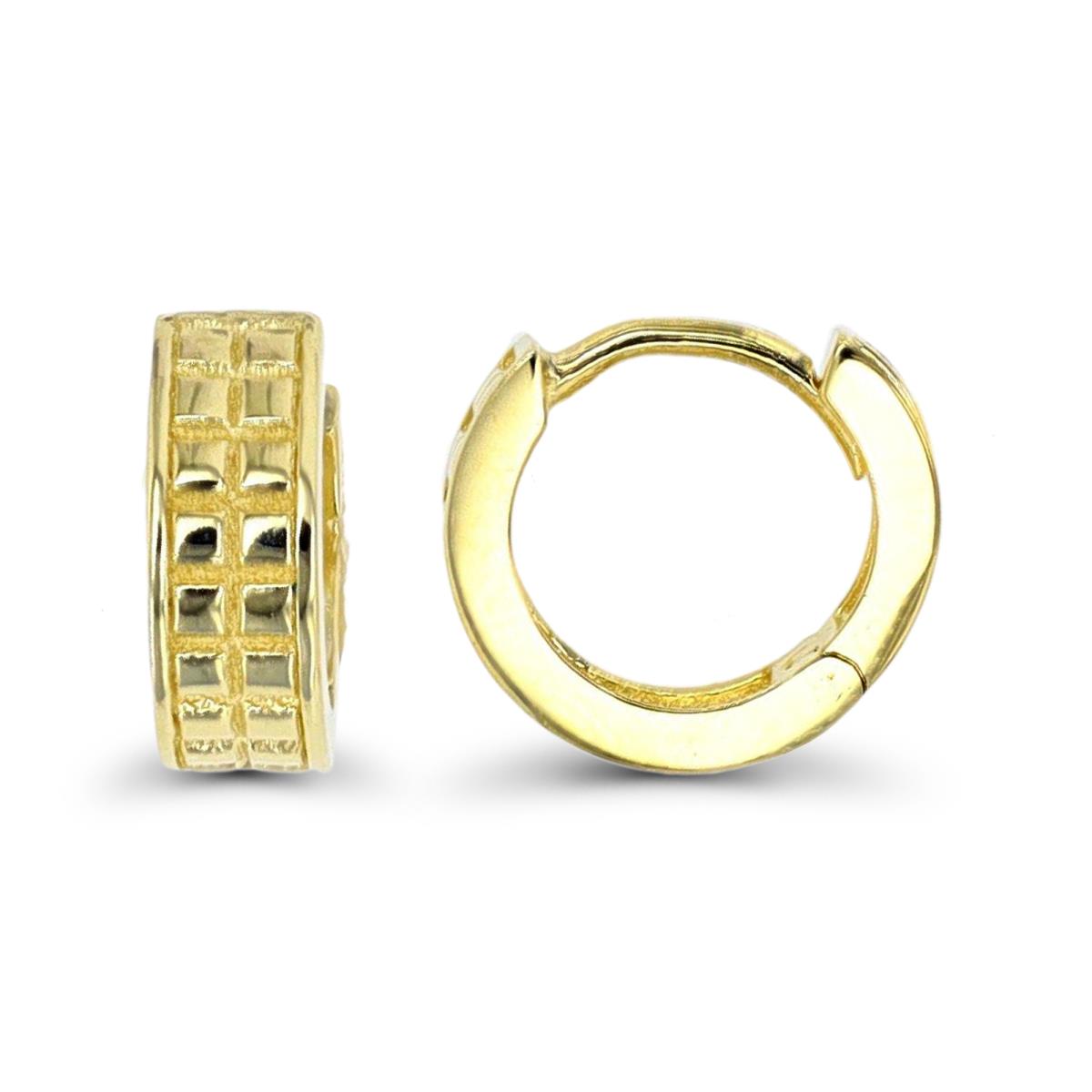 10K Yellow Gold 10x3.7mm Square Texture Hoop Earring