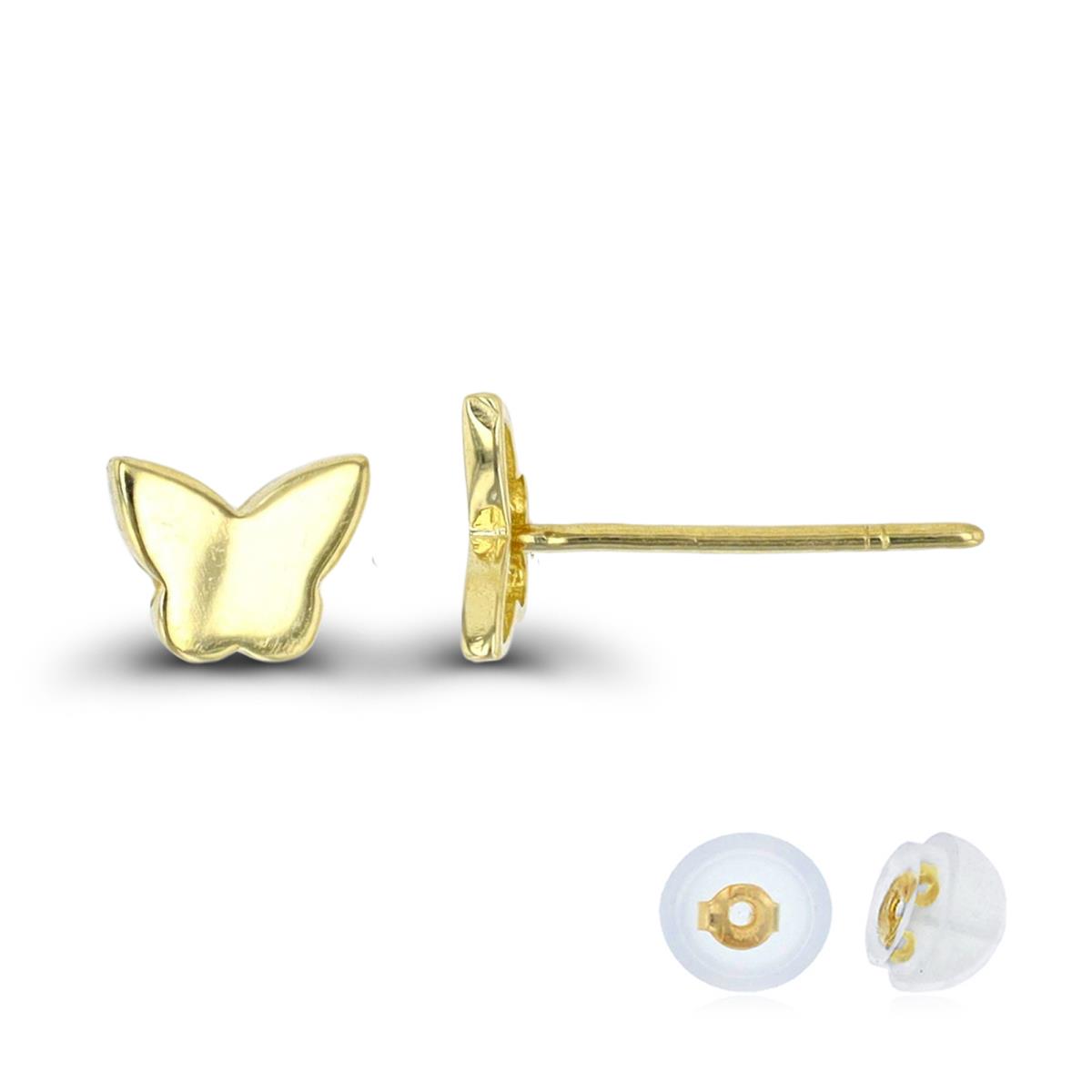 10K Yellow Gold Butterfly Stud Earring with Silicone Back