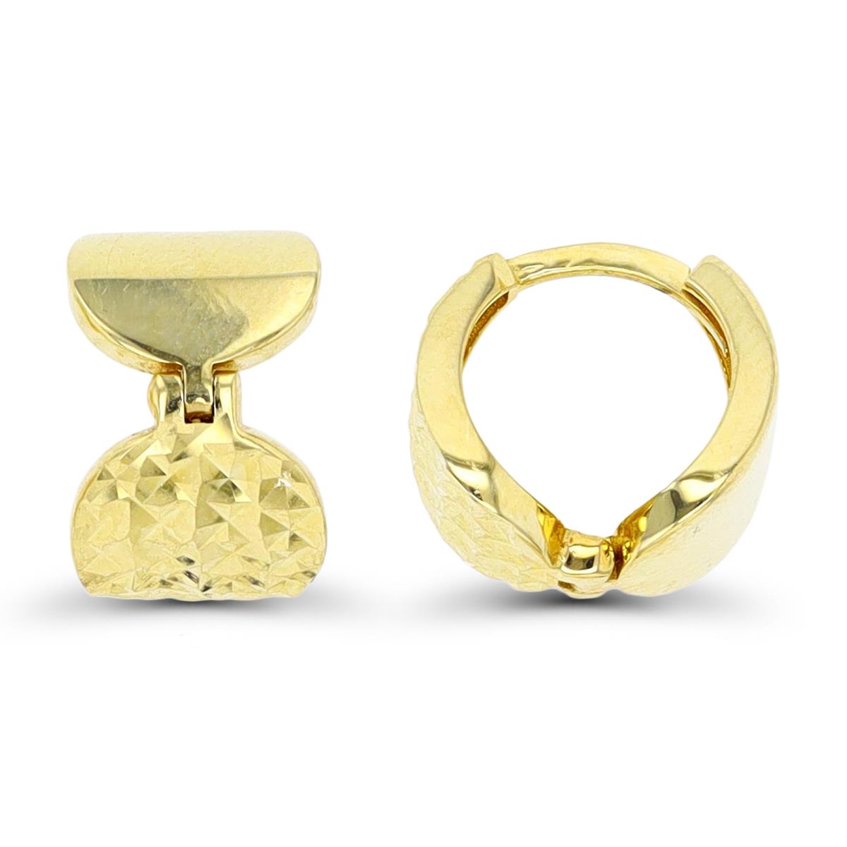 10K Yellow Gold Diamond Cut Hoop Earring