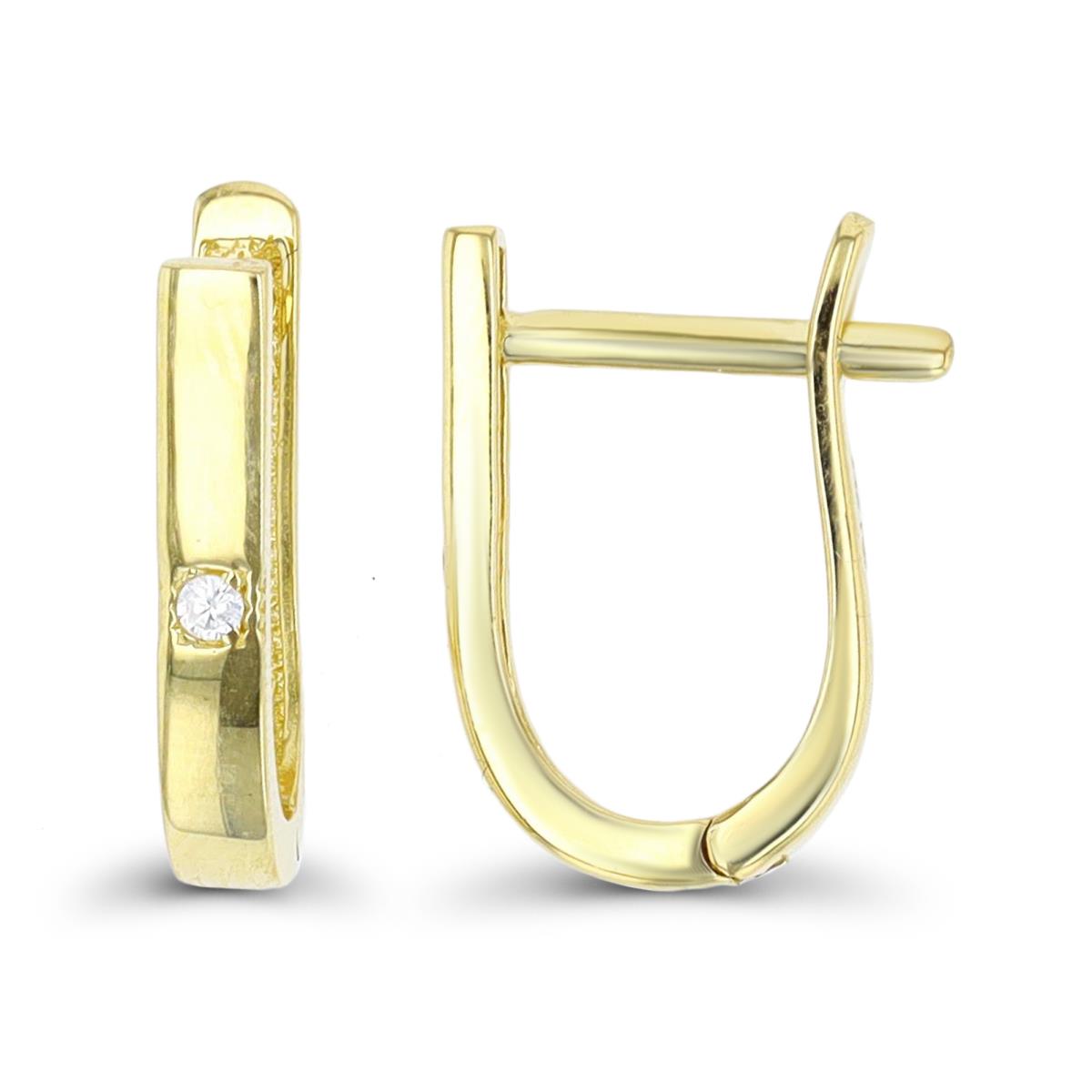 10K Yellow Gold 1.3mm RD CZ Polished Huggie Earring
