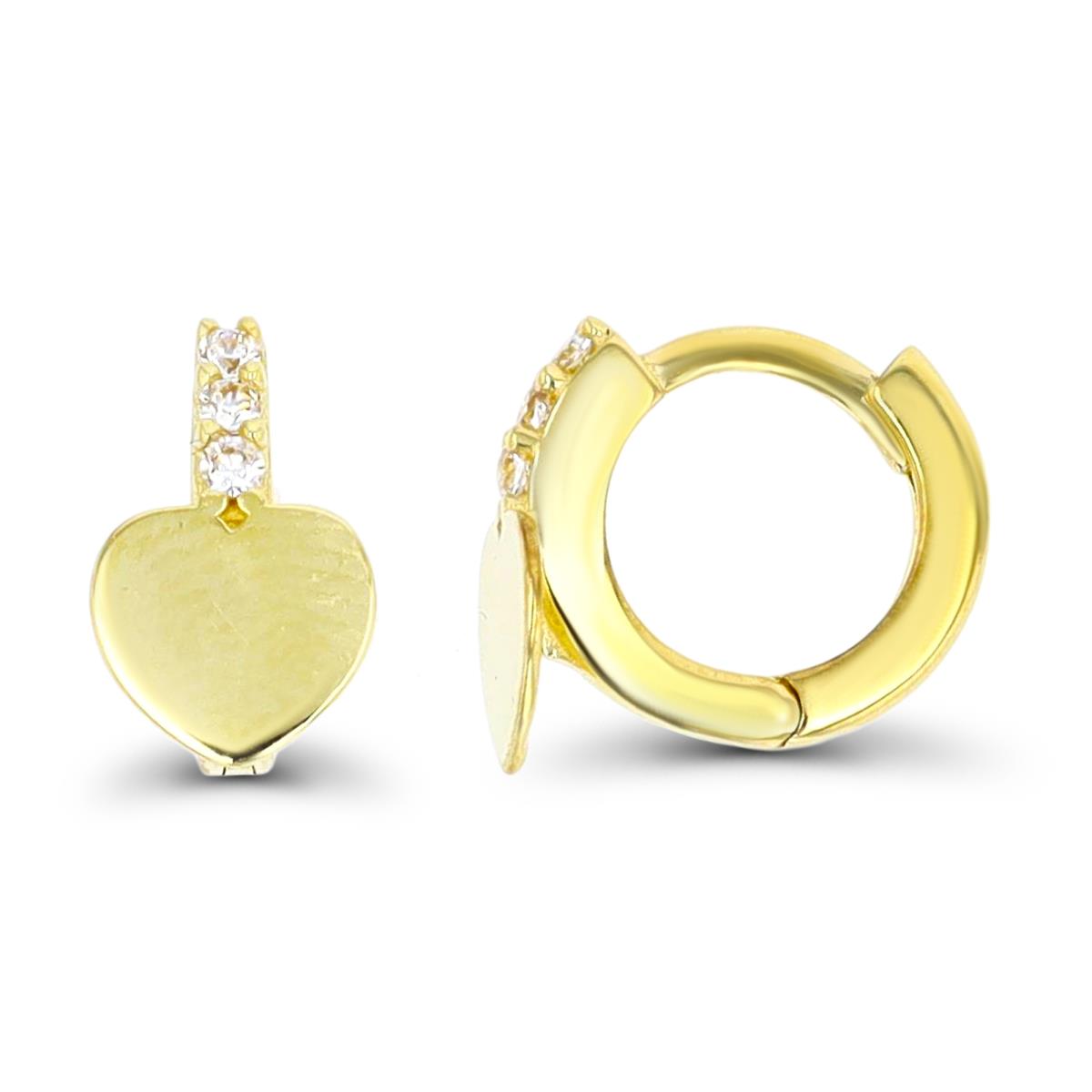 10K Yellow Gold Heart Huggie Earring