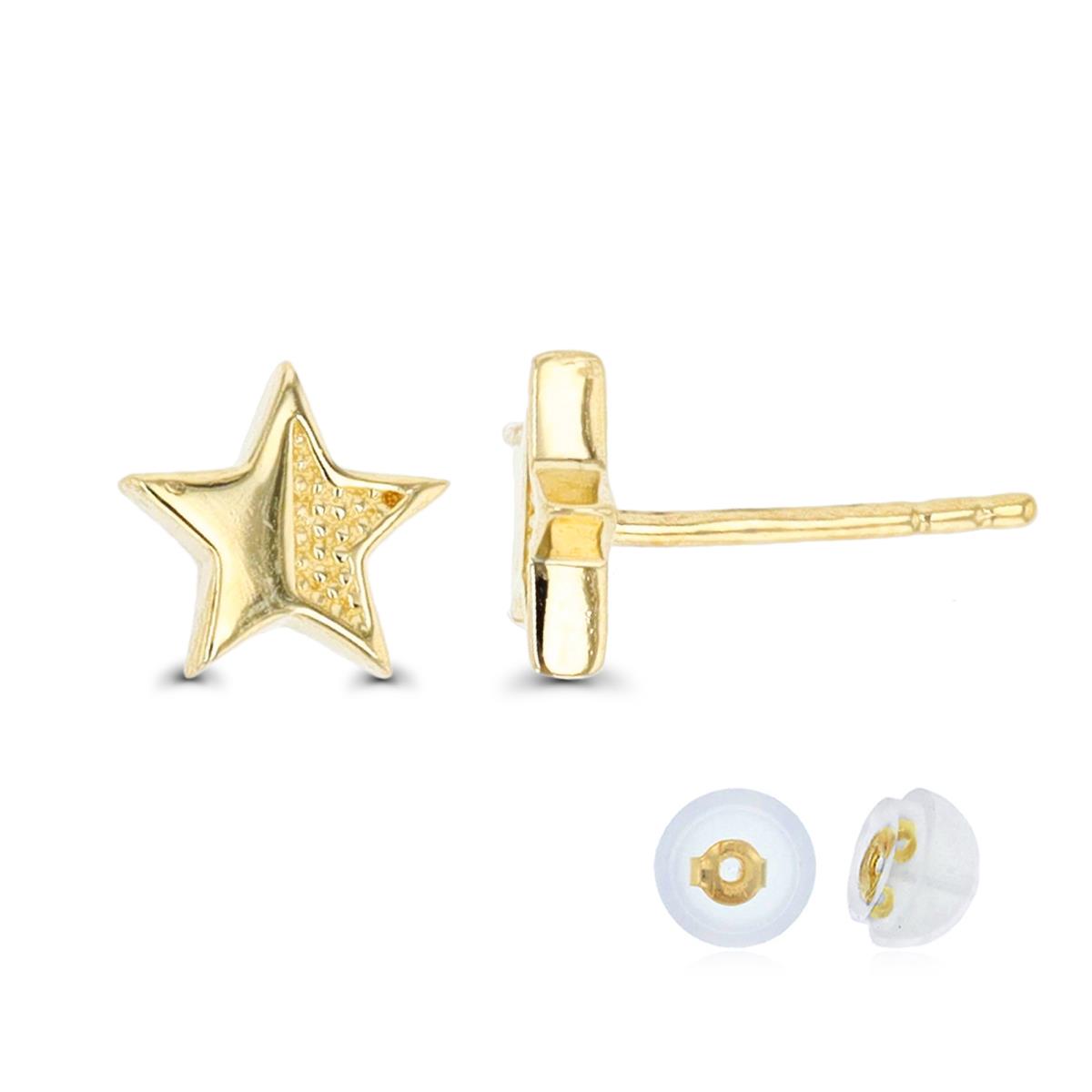10K Yellow Gold Star Stud Earring with Silicone Back