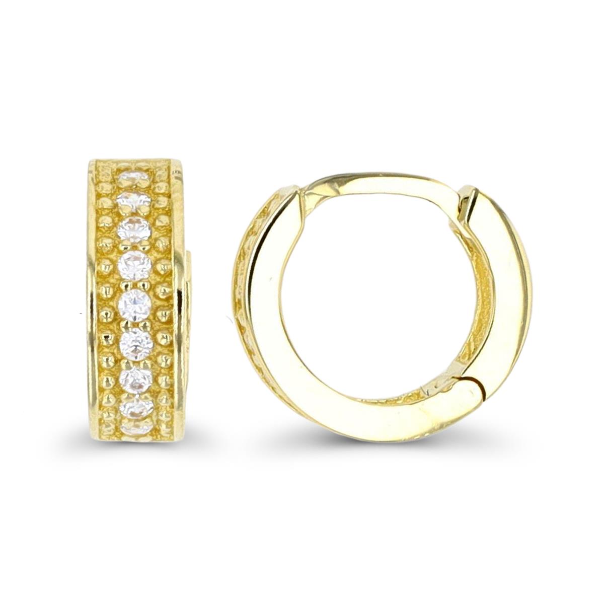 10K Yellow Gold 10x4mm CZ Huggie Earring