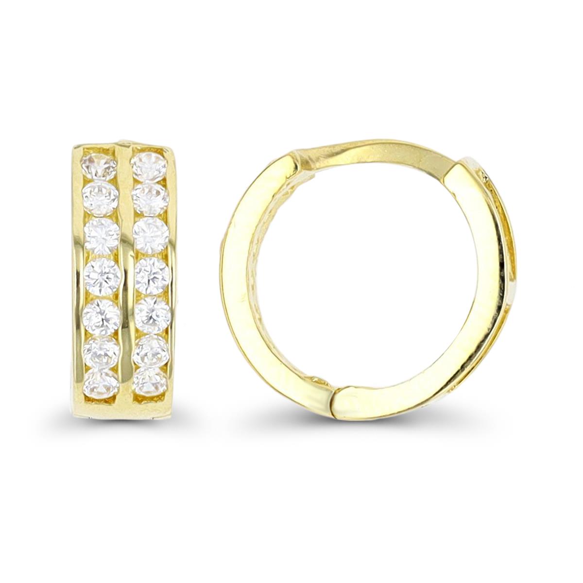 10K Yellow Gold 11x4mm Double Row Huggie Earring