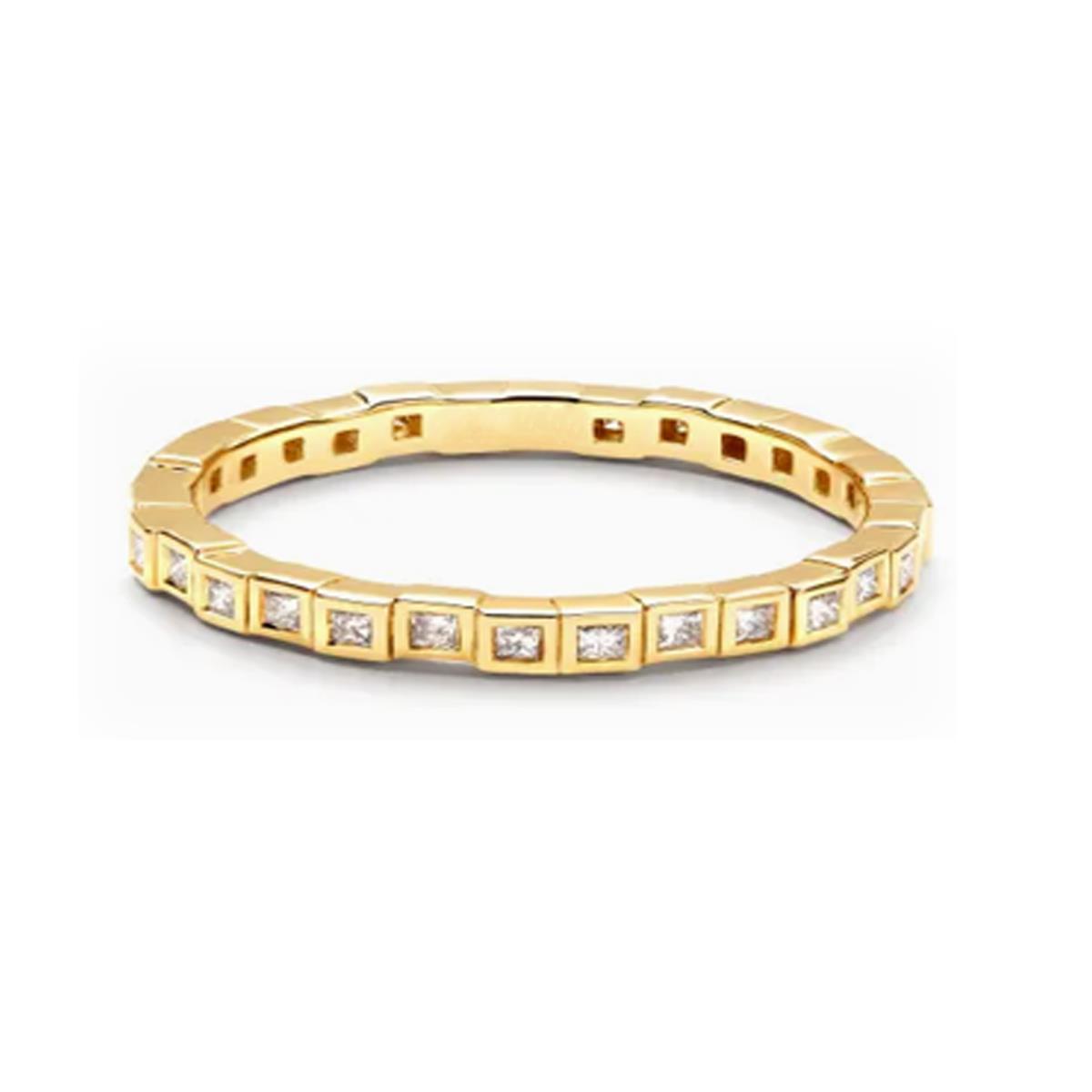 Sterling Silver Yellow Rd CZ Square Bezel Eternity Ring